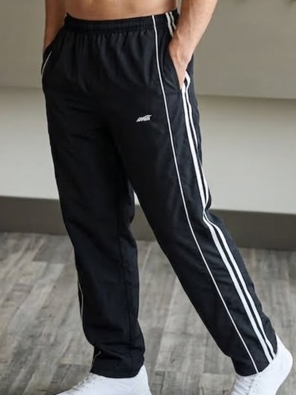 Avia Men’s Black White Side Stripe Athletic Track Pants LIKE NEW